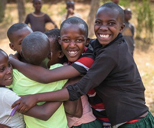 group of children hugging