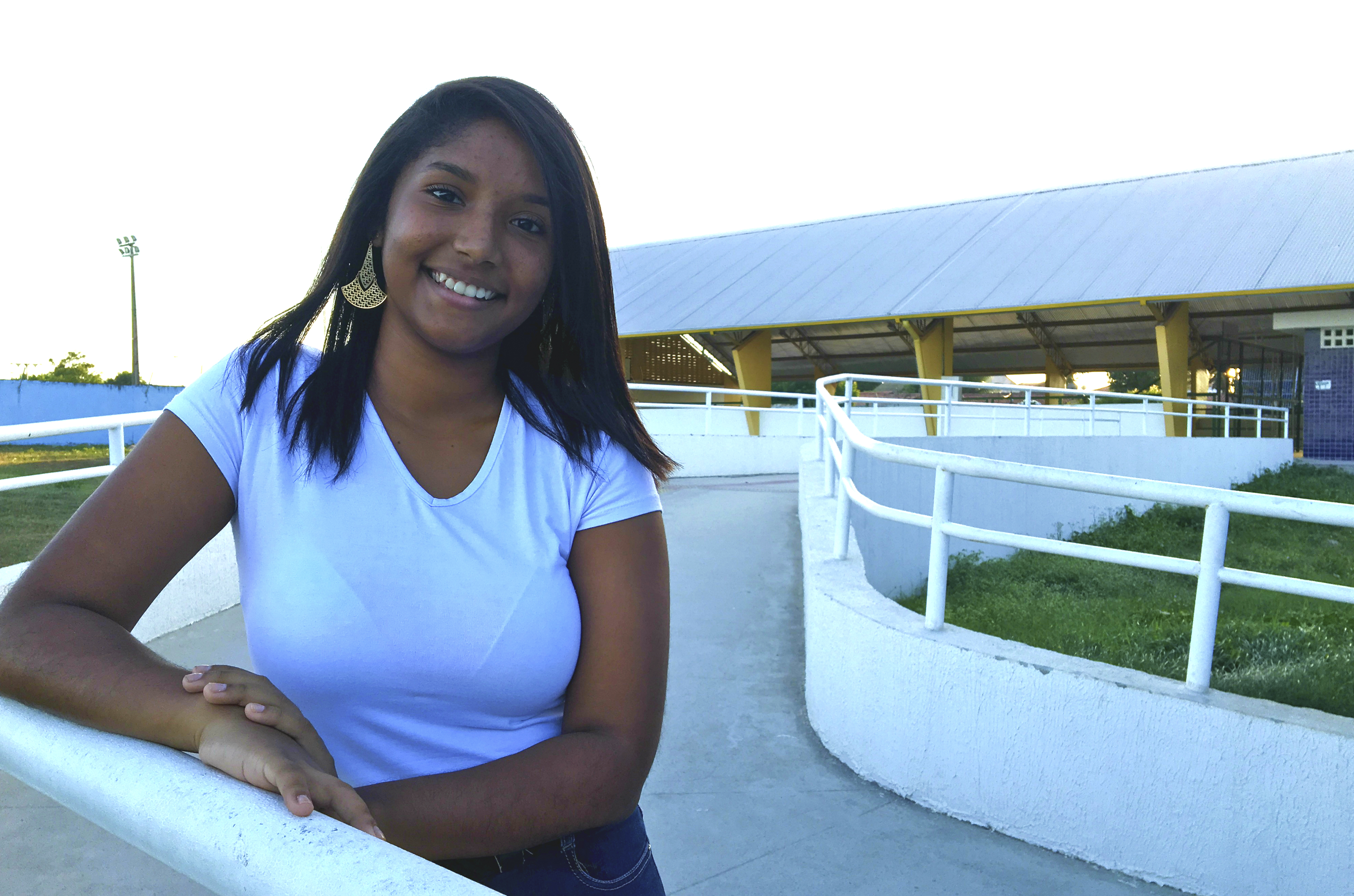 Josilene, 15, in Maracanaú, state of Ceará, in 2016. Her municipality participated in UNICEF Municipal Seal of Approval and she developed a study to help accessibility improvement at schools.