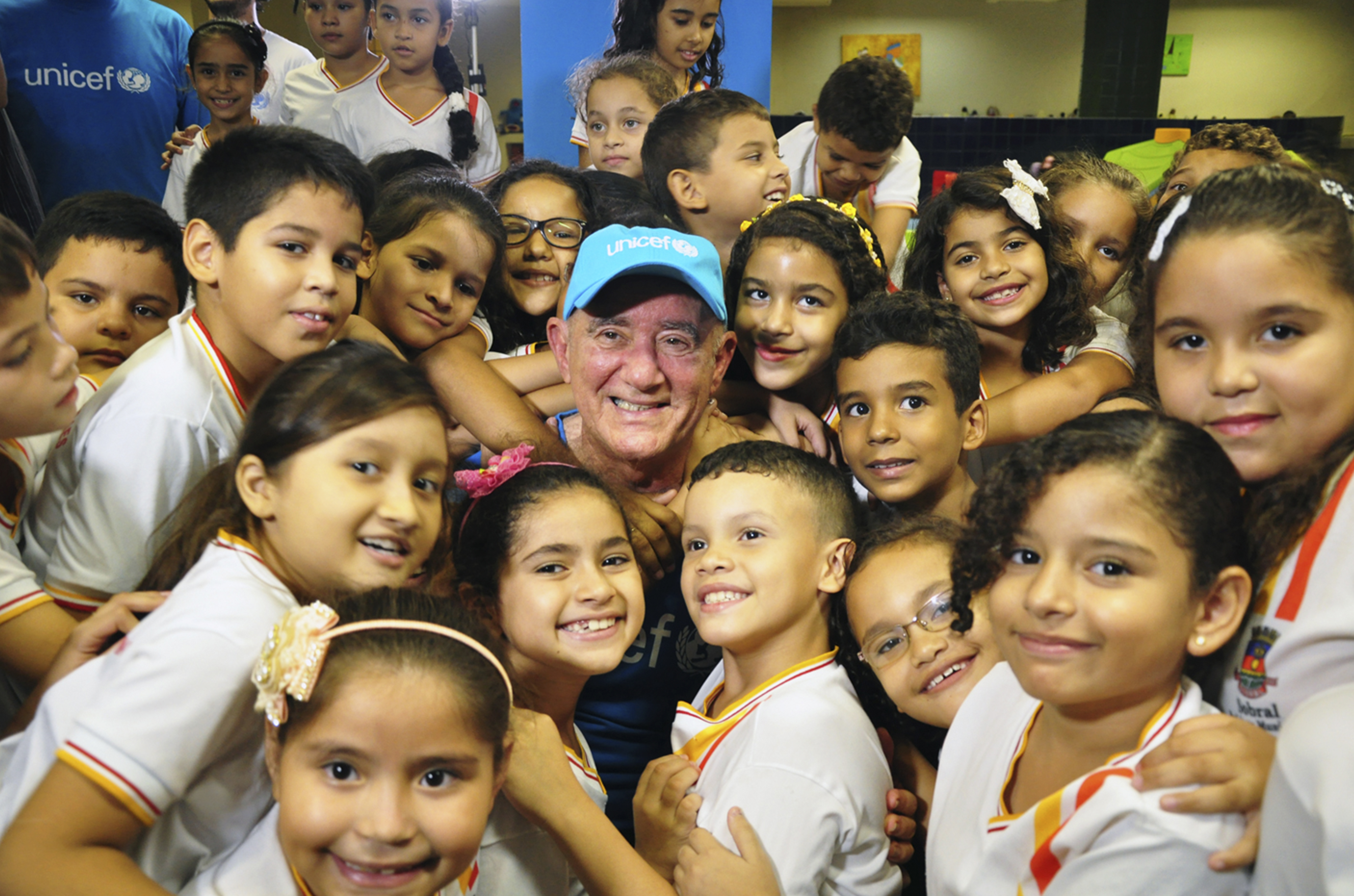 UNICEF Goodwill Ambassador in Brazil Renato Aragão during visit in 2015 to his hometown, Sobral, in state of Ceará - certificated 7 times with UNICEF Municipal Seal of Approval.